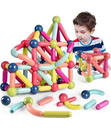 VBE Magnetic Sticks Building Blocks for Kids Toys for Girls | Magnetic Toys for Boys Age 3+ Year 4 5 6 7 8 10 12 14 Old Educational Stem Learning Magnet Stick with Balls Game Set (25 PCS)