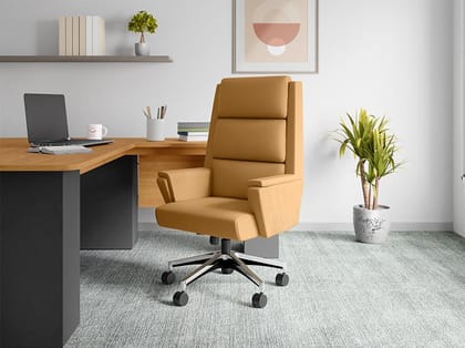 Emerald High Back Leather Ergonomic Office Chair (Tan) (1-Year Warranty, Adjustable Height)