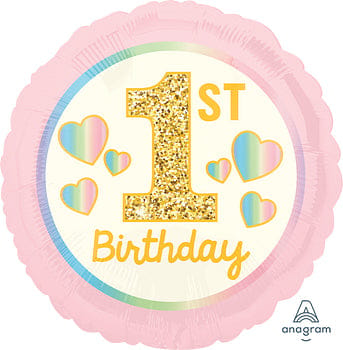 1st Birthday Pink & Gold Balloon 18" S40