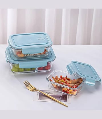 ATIPRIYA Borosilicate 1110 ML Glass Multicolor Multi-Purpose Container ( Set of 2 )