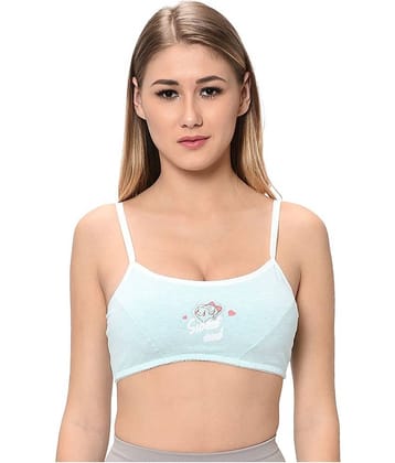 Elina Turquoise Cotton Solid Sports Bra