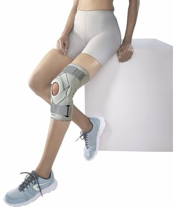 Vissco Neoprene Hinged Patella Knee Brace, Provides moderate support & stability to the Knee - (CLOSED TYPE) - Grey (Single Piece) - XXL