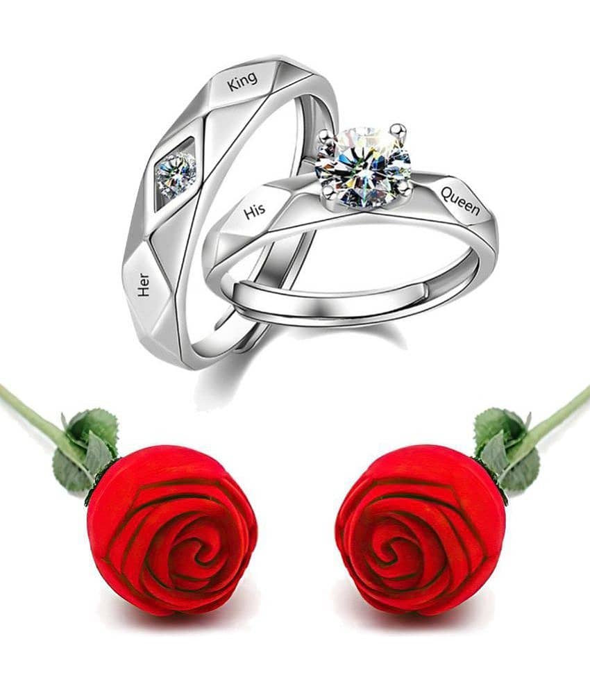 FASHION FRILL - Silver Couple Ring ( Pack of 3 )