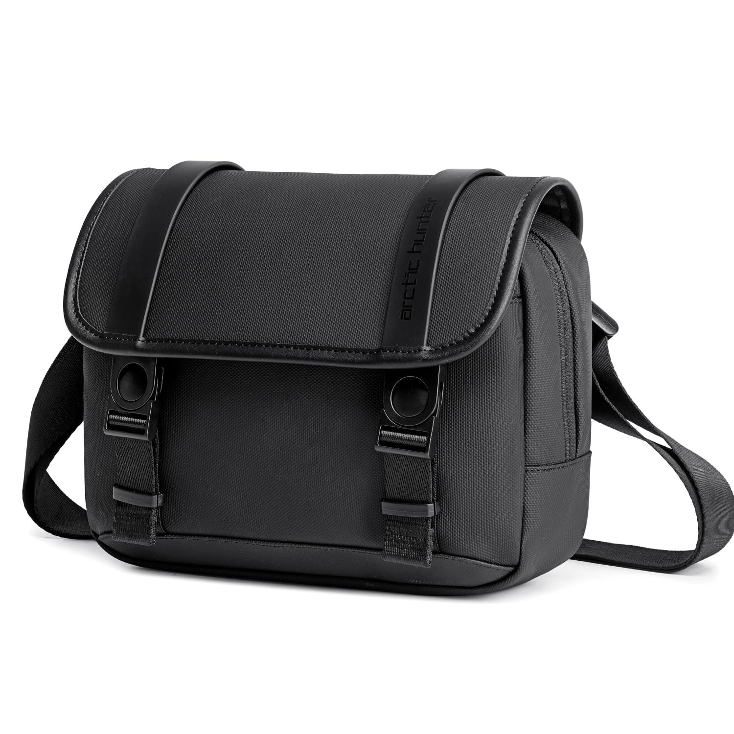 Arctic Hunter Sling Bag for Men 4L Small Side Bag with Anti-theft Buckle & Flap Design,Premium Polyester Lightweight Messenger Bag for Upto 9" iPad A5 Size Cross Shoulder Bag for Office Travel, Black Arctic Hunter Sling Bag for Men 4L Small Side Bag with
