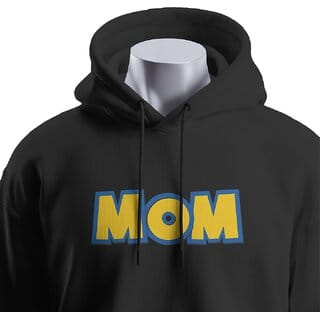 BULL CLOTHING MOM Black Design with 60 Cotton / 40 Polyester / 280 GSM Fleece for Ultimate Softness and Comfort (S)