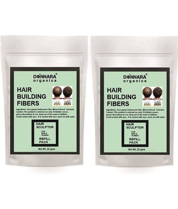 Donnara Organics Hair Building Fiber Instant Fuller Hair Refill Pack (Black) 25 gm Pack of 2