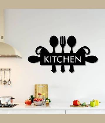 Asmi Collection Black MDF Wood Kitchen 3D Wall Sticker ( 18 x 30 cms )