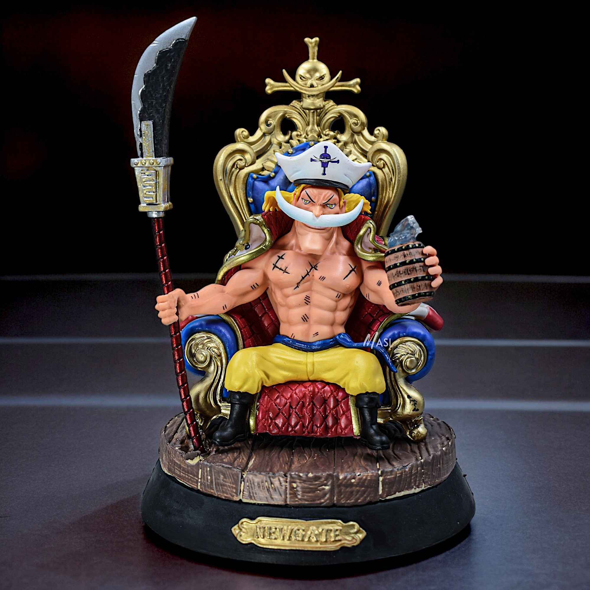 One Piece Anime Edward Newgate On Throne White Beard Action Figure - 23 Cm Height