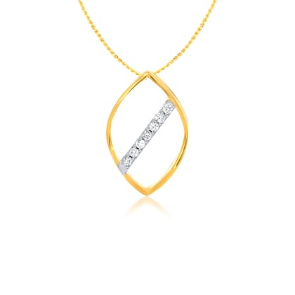 Senco Gold 18K Yellow Gold Sleek Solo Petal Diamond Pendant (Gold Weight - 1.2 g / 0.05 carat / HI-SI)