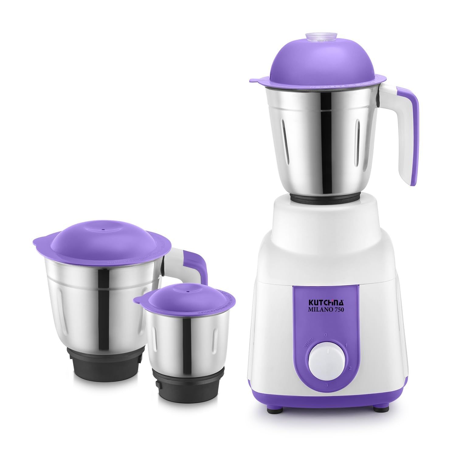 Kutchina Milano Blender Mixer Grinder 750 Watt (3 Jars) | Powerful Motor, High Speed, Low Noise | Rust Proof SS 304 Blades | Sturdy ABS Body Mixer Grinder Juicer | 2yrs on Product, 5yrs on Motor Kutchina Milano Blender Mixer Grinder 750 Watt (3 Jars) | P
