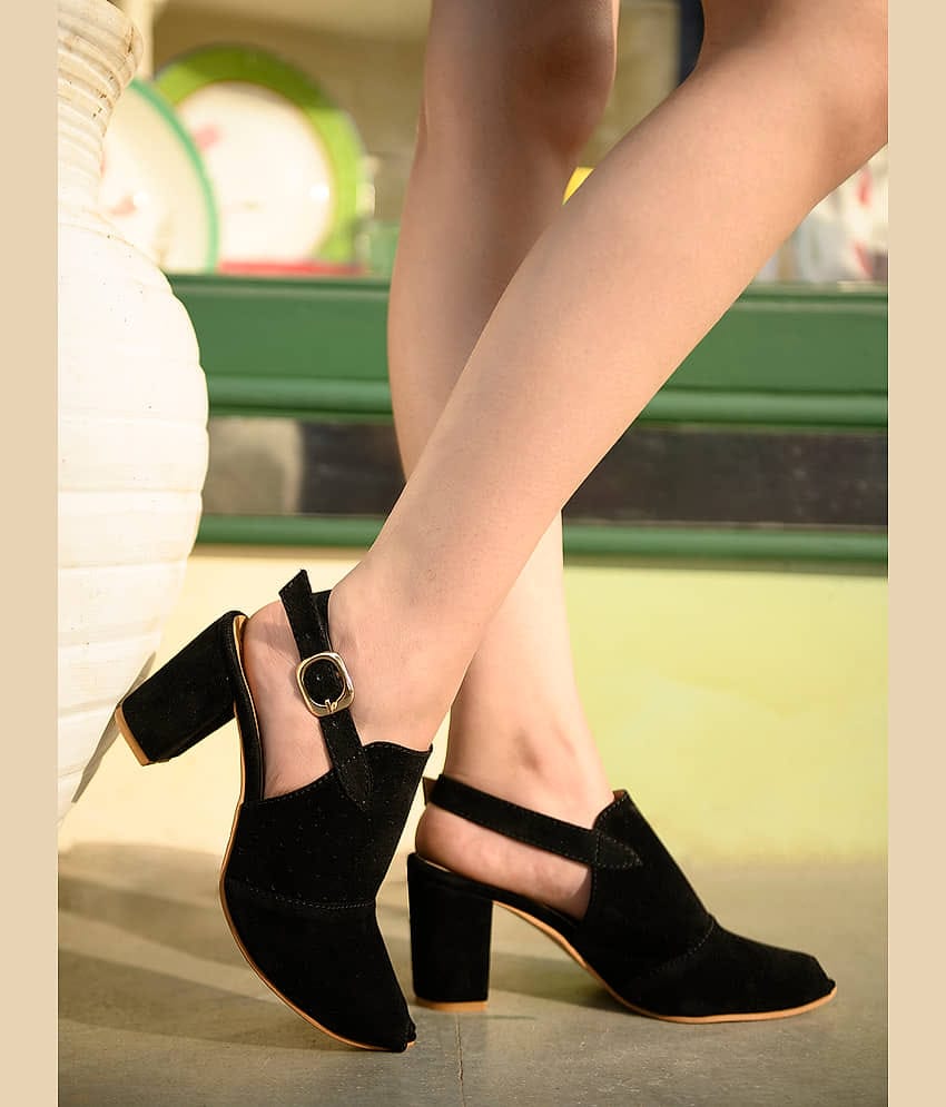 Stylestry Black Women's Sandal Heels