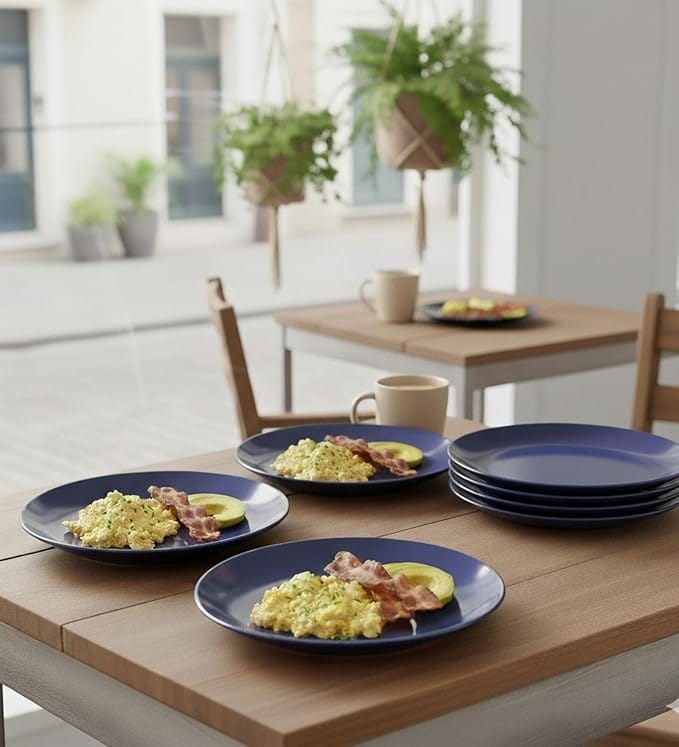 Table & Tale Premium Porcelain Salad Plate | Crafted in Sri Lanka | Scratch & Chip Resistant | Microwave & Dishwasher Safe | Ideal for Salads, Appetizers, Desserts, Side Dishes | Set of 6