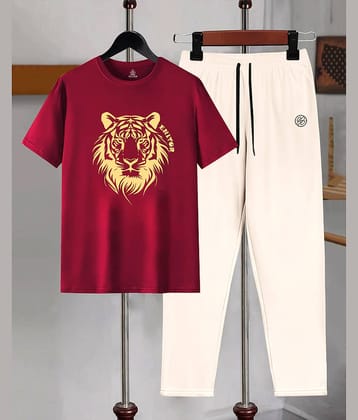ENITOR Maroon Cotton Blend Relaxed Fit Men's Tracksuit ( Pack of 1 )