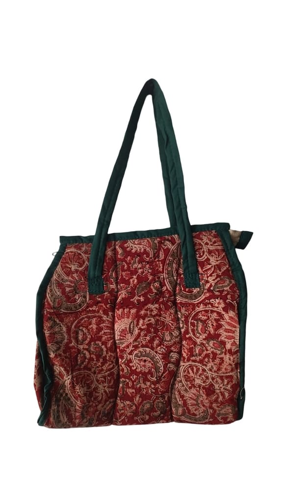 KALANKARI Red and Green Floral Handbag