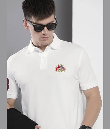 Merriment Pack of 1 Cotton Blend Regular Fit Embroidered Half Sleeves Men's Polo T Shirt ( White )