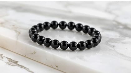 Natural Crystal 8mm Black Tourmaline Bracelet (Black)-PID64918 Natural Crystal 8mm Black Tourmaline Bracelet (Black)-PID64918