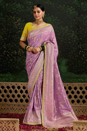 Purple Woven Organza Silk Saree