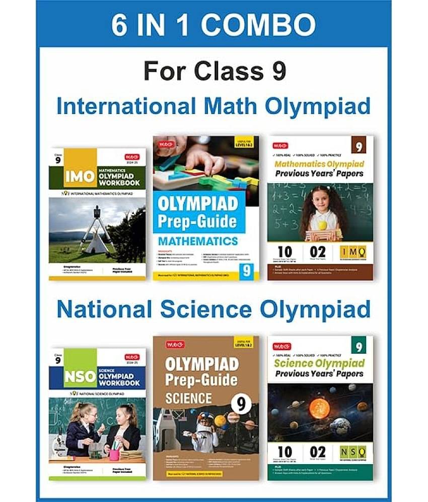 MTG Class-9 (Mathematics & Science) IMO-NSO Olympiad Workbook, Prep-Guide & Previous Years Papers (PYQs) with Mock Test Paper - SOF Olympiad Books For 2024-25 Exam (Set of 6 Books)