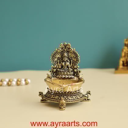 Premium Brass Lakshmi Diya for Puja and Gifting - 3 inch Height Premium Brass Lakshmi Diya for Puja and Gifting - 3 inch Height
