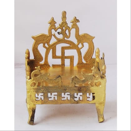 Traditional Brass Singhasan Dhalai for God Idol | Antique Finish Puja Item, Height : 9 Inch (ZMAS324 E)