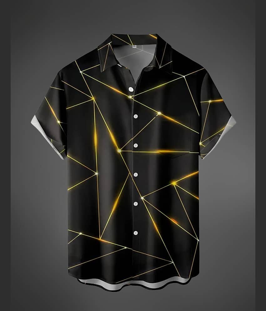 BEAUE Poly Cotton Regular Fit Printed Half Sleeves Men's Casual Shirt - Black ( Pack of 1 )