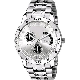 Griffin Perfect Chronos Mens Analog Watch  Metallic Silver Dial with Silver Strap