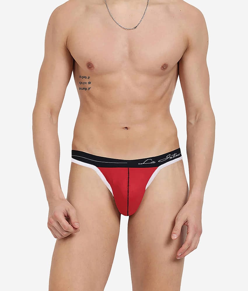 La Intimo Pack of 1 Lycra Thongs For Men's ( Red )