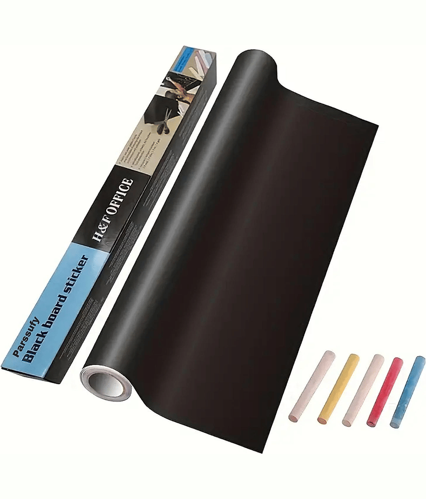 Black Board (45x200cm) Wall Sticker Removable Decal Chalkboard with 5 Chalks for Home School Office College Room Kitchen Kids