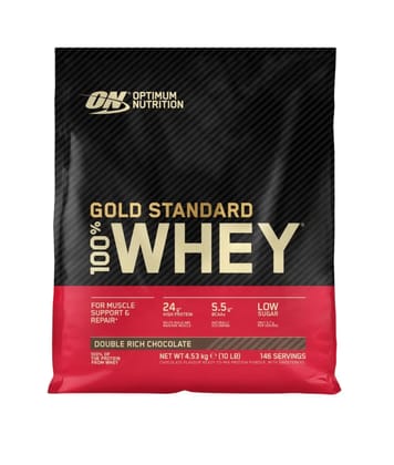 On gold standard 10 lbs double rich chocolate