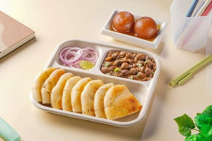Pindi Chole Kulcha Lunchbox With Gulab Jamun (2 Pcs) Combo