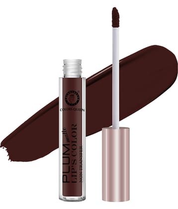 Colors Queen Plum Matte Non Transfer Water Proof Liquid Matte Lipstick 7ml, Walnut (Shade - 03)