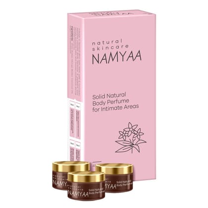 Namyaa Solid Natural Body Perfume for Underarms, Inner Thigh, Knee and Bikini Area for Women, 15g - Pack of 3, All Skin Types