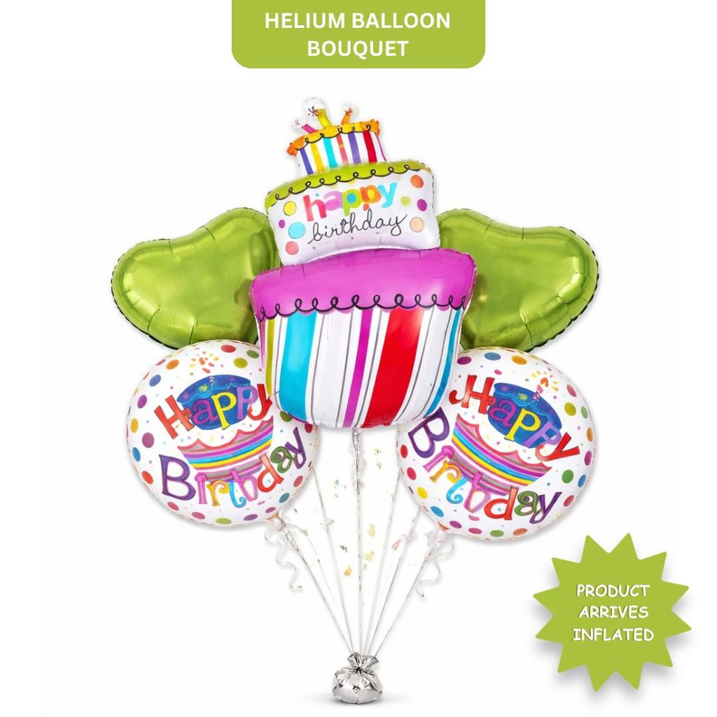 Happy Birthday Triple Layer Cake Helium Foil Balloon Set of 5 - Party and Festive Needs | Buy online on ZillyBuy
