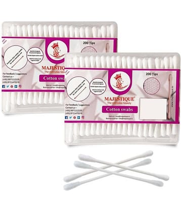 Majestique 100Pcs Paper Cotton Swabs Sticks, Flat Box, Soft Gentle on Face, Ear Cleaning - Pack of 2