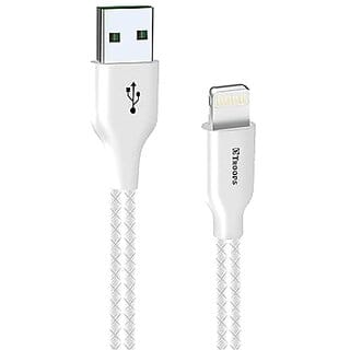 TP TROOPS Unbreakable 2.5A Fast Charging Tough Braided lightning USB Data Cable - 1 Meter-White-TP-2284-White