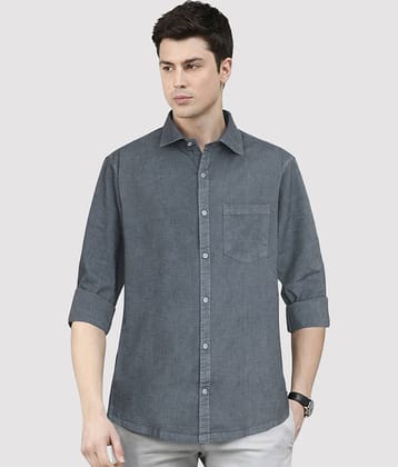 plounge Cotton Blend Regular Fit Full Sleeves Men's Formal Shirt - Grey ( Pack of 1 )