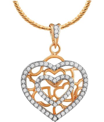 Spargz Rose Gold Plated Lovely CZ Diamond Heart Pendant For Women