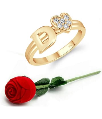 Valentine Initial '' D '' Letter with heart ring alphabet for women and Girls