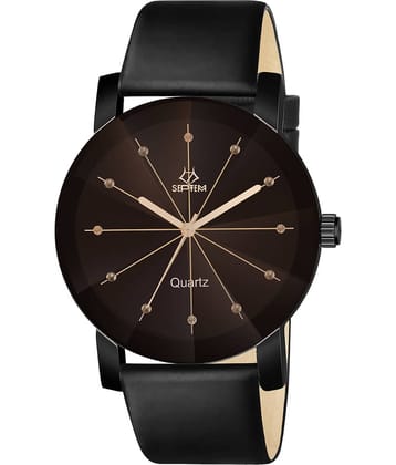 Septem Black Leather Analog Men's Watch