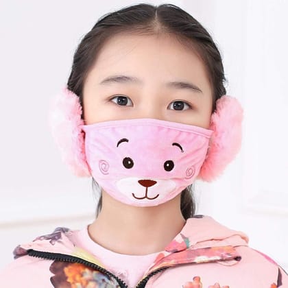 Kids Winter Warm Bear Earmuffs Plush Thickened Earflap Mask for Girls Boys