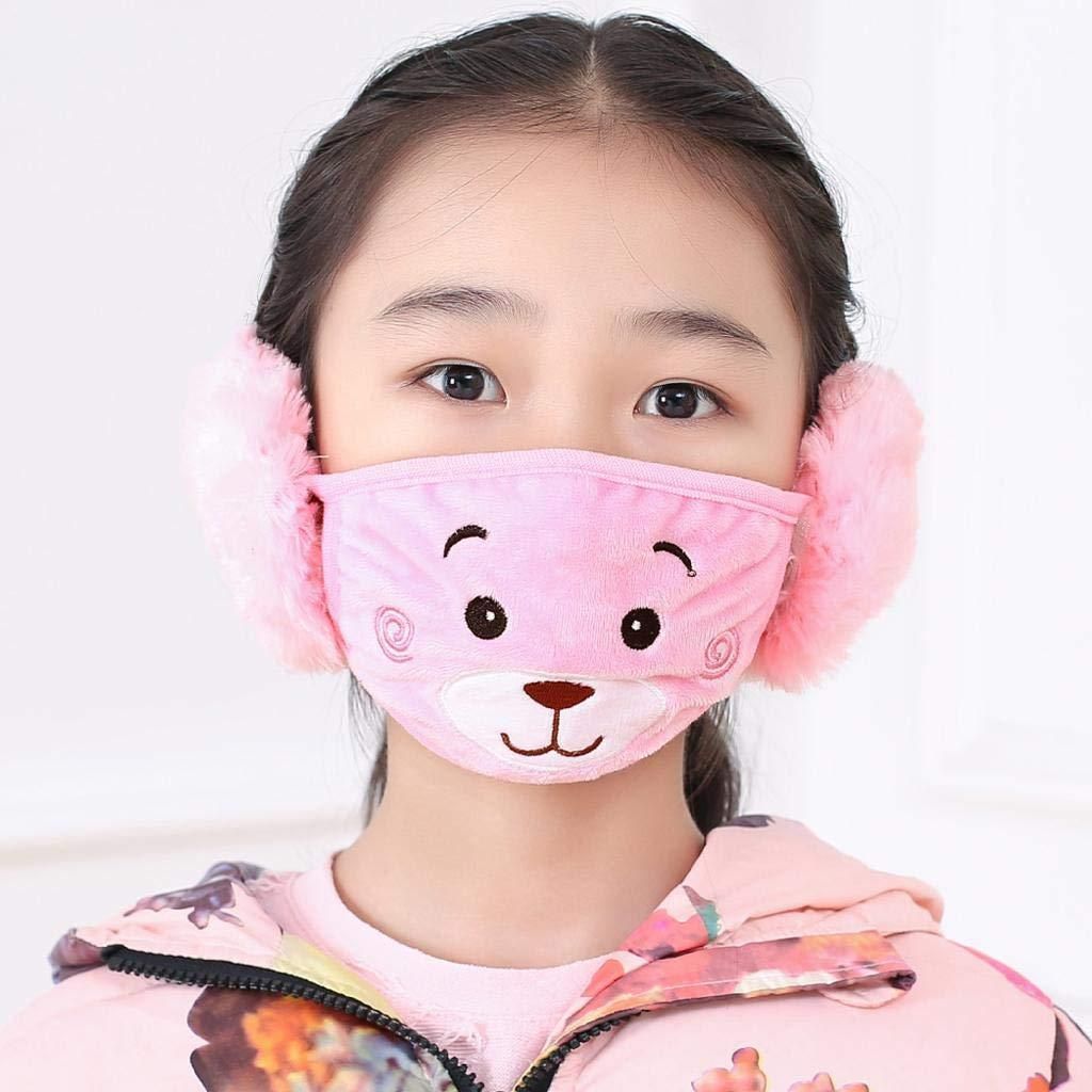 Kids Winter Warm Bear Earmuffs Plush Thickened Earflap Mask for Girls Boys