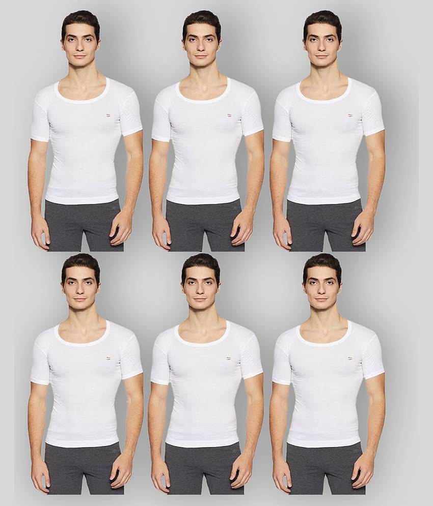 Rupa Frontline - White Cotton Men's Vest ( Pack of 6 )