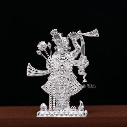 2.0"  925 Sterling silver handmade design Idols Lord Krishna  Shrinathji statue figurine, puja articles decorative gift puja art635