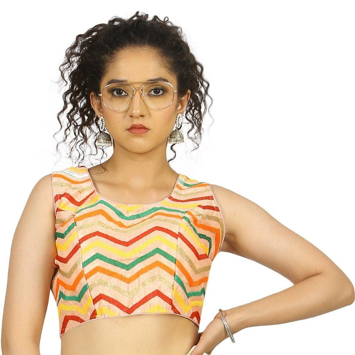 TheHangr Peach Zig-Zag Blouse - 34