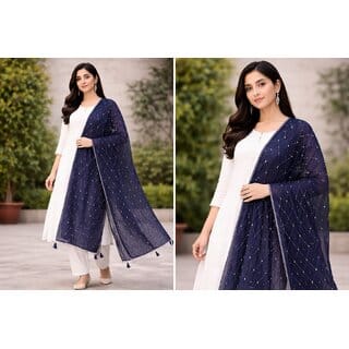 Nazneen Original Mirror Work Dupatta with Latkan | Designer Ethnic Dupatta for Women | Festive & Party Wear