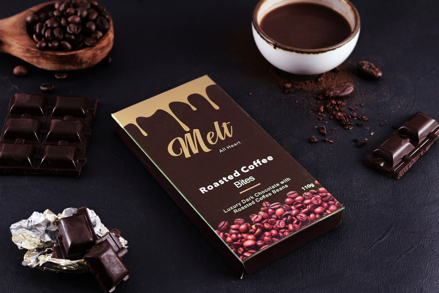 Dark Rosted Coffee - Chocolate Bar, 70 gm | Melt Chocolates