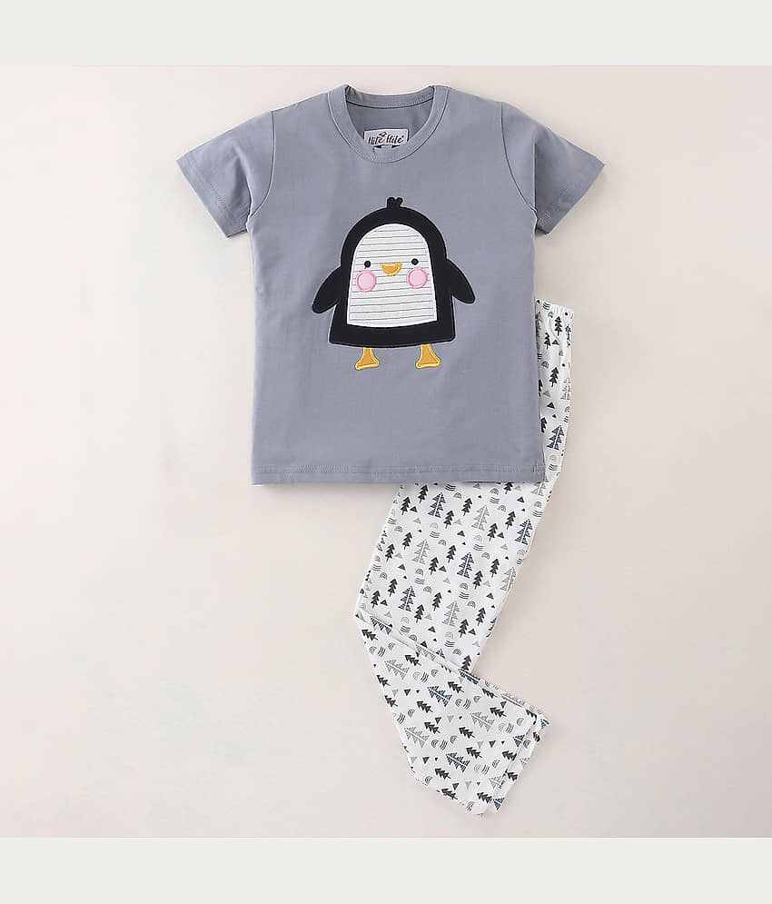 Nite Flite Pack of 1 Boys 100% Cotton Nightsuit Set ( Multi Color )