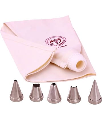 Noor Cake Decoration Icing Bag (40 Cm) & S3 Nozzles - Set Of 6 Pcs