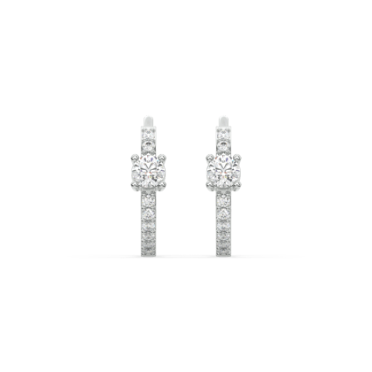 Solitaire Zirconia Hoop - Multiple Sizes-8mm / Rhodium Plated