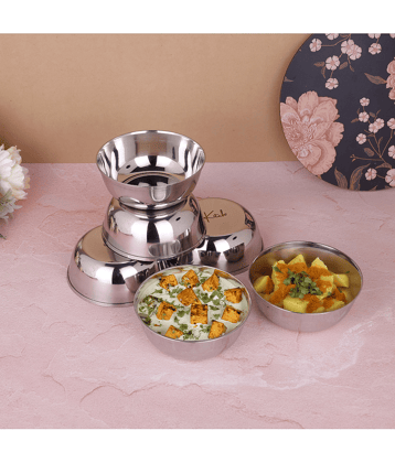 inKitch Multi Purpose Steel Plain Bowl Set 10 cm ( Set of 6 ) Silver